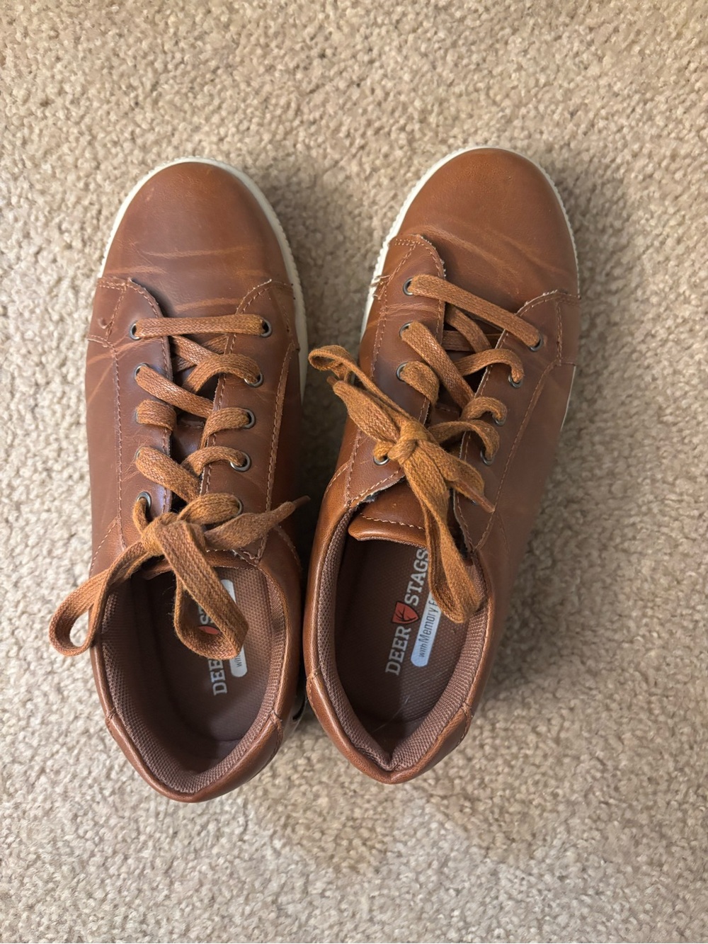 Deer Stags Boys Tan Brown Lace-Up Casual Sneakers